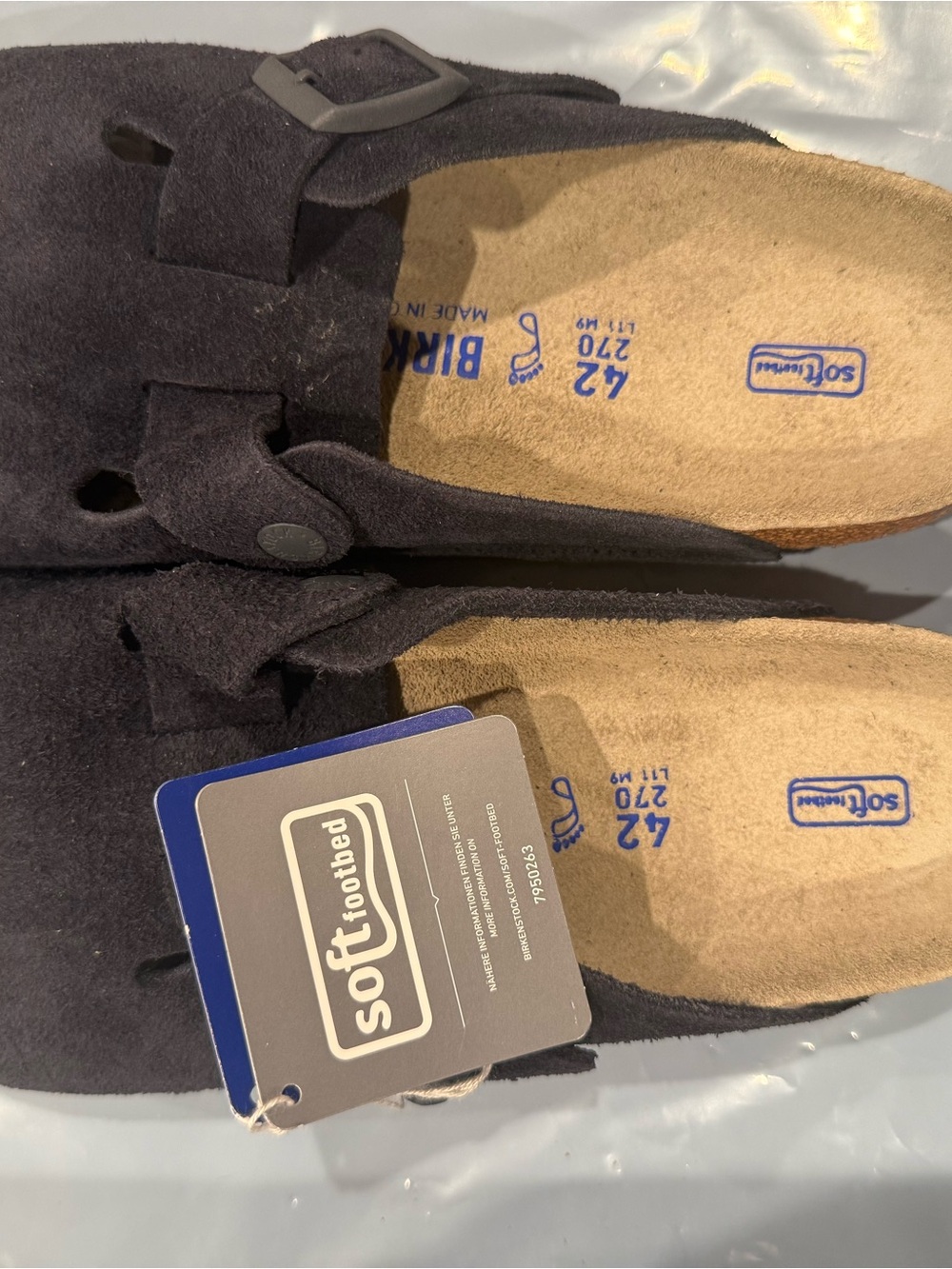 Birkenstock Boston Men's Suede Slip-On Clogs in Dark Navy